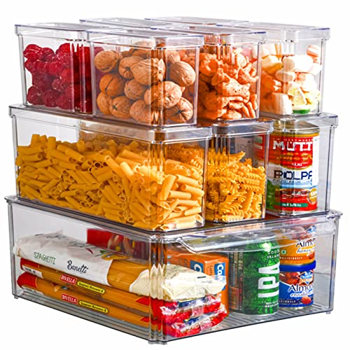  Anncus Plástico Refrigerador Cajón Organizador Bin Transparente  Refrigerador Contenedores de Almacenamiento para Despensa Congelador -  (Tamaño: 4) : Hogar y Cocina
