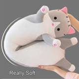 Kekeso Almohada Gigante para Gato De Peluche con Dibujos Animados De Gatito Durmiendo, Almohada para El Cuerpo De Gatito, Almohada para MuñEca O Gato, Juguete para NiñOs, Novia (90cm/35.43in, Gris)