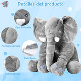 EPANO Elefante Juguete de Peluche 60cm, Peluche Almohada en Forma de Elefante Cojines de Peluche Felpa Suave Y Cómoda Compañero de Juego y Siesta Cómoda para Dormir para Niños y Adultoss (Gris)