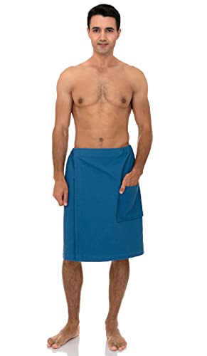 TowelSelections Envoltura de toalla de spa para ducha y baño para hombre, azul (Vallarta Blue), Medium-Large