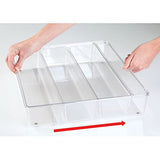 Cubertero para cajón extensible – Organizador de cubiertos para cajones – Separador de cajones para diversos utensilios de cocina – Color: transparente – 4 compartimentos