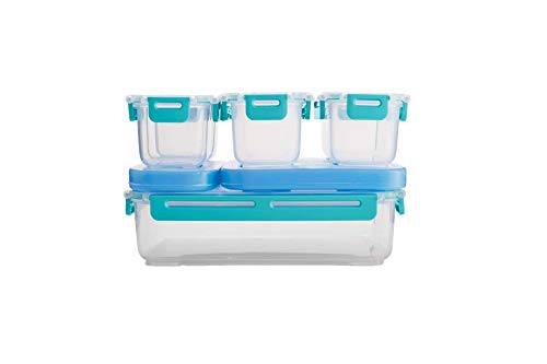 Rubbermaid LunchBlox  Kit de recipientes herméticos para alimentos, tamaño pequeño, azul, Kit de entrada grande, Azul, Large, 1