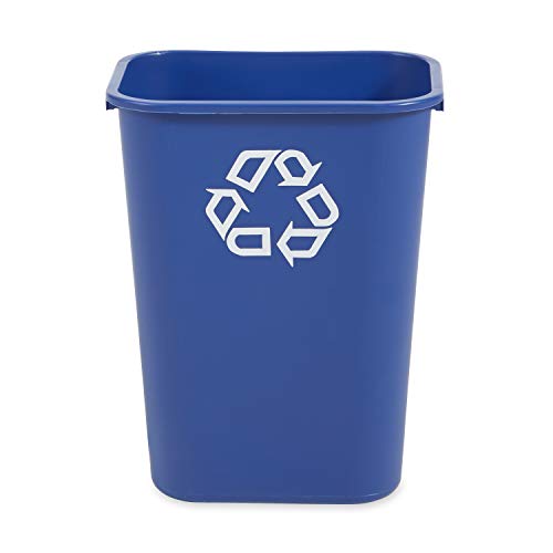 Rubbermaid Commercial Products Cubo de basura para reciclaje de escritorio grande de 41 cuartos de galón/10.25 galones, para hogar/oficina/debajo del escritorio, azul (FG295773BLUE)