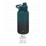 Botella de agua de plástico con tapa de popote de silicona con tapa abatible a prueba de fugas y asa sin BPA, Tritan transparente con marcadores de onzas, Ombre: Pacific Dream, 32 onzas