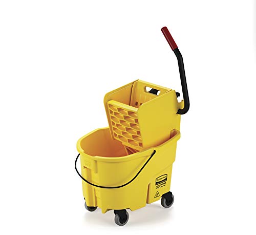 Rubbermaid FG748000 Commercial WaveBrake - Sistema de Trapeador Combo de Cubeta y Escurridor de Presión Lateral, 26 Cuartos, color Amarillo