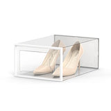 Paquete de 12 cajas de almacenamiento de zapatos, organizador de zapatos apilable de plástico transparente para armario, contenedores plegables para zapatos, ahorro de espacio