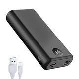 Power Bank 20000mAh Batería Externa Carga Rápida 20 W PD Con Pantalla LED Cargador Portátil con Cable Tipo C 3 Salidads USB de Alta Velocidad Compatible para iPhone 13 Samsung Xiaomi Huawei iPad Tableta[2022 Versión] Muy adecuado para regalar