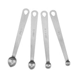 Cucharas Medidoras de 4 Piezas, 0.25 x 0.5 x 4.75", Medium, Plateado/Metálicas