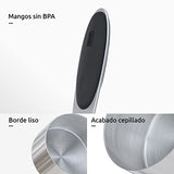 Vasos medidores:  Juego de vasos y cucharas medidoras de acero inoxidable 18/8 de 10 piezas, mango de grosor mejorado (negro)