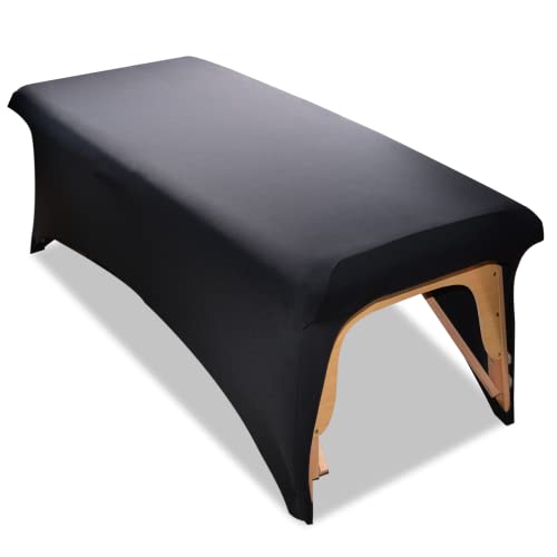 Funda elástica para cama de extensión de pestañas, juego de sábanas protectoras de tratamiento de spa para cama de pestañas o cama de masaje (negro)