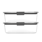 Rubbermaid Juego de almacenamiento de alimentos brillantes a prueba de fugas, recipientes de plástico de 9.6 tazas con tapas, apto para microondas y lavaplatos, paquete de 2, transparente