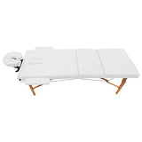 Cama De Masaje Portatil 3 Secciones Madera Y Vinil Blanca 185x60 cm 1704-BL Lobo