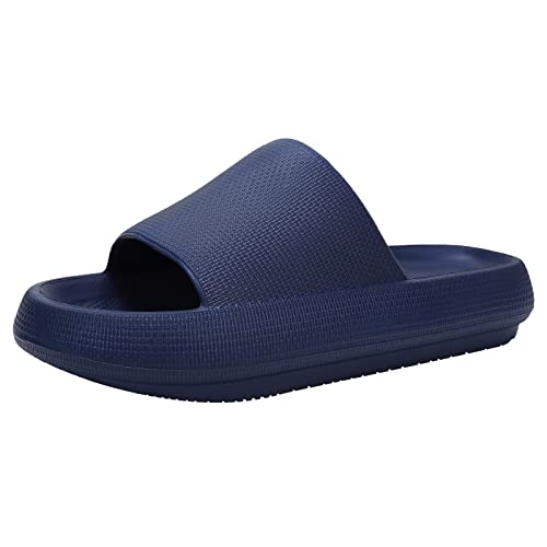 Pantuflas para mujeres y hombres, de secado rápido, sandalias de baño, puntera abierta, suaves, acolchadas, extra gruesas, antideslizantes, para masaje, piscina, gimnasio, casa, para interiores y exteriores, U220SYSTX-New.Aurora negro-35-36, Azul /