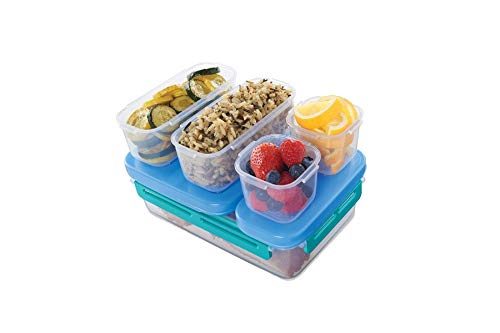 Rubbermaid LunchBlox  Kit de recipientes herméticos para alimentos, tamaño pequeño, azul, Kit de entrada grande, Azul, Large, 1