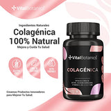 VitalBotanics Colágeno Hidrolizado con 60 capsulas [2 meses]. Con Biotina, Colágeno, Zinc y Vitaminas A, B5, C, D y E. Biotina y Colageno para Cabello, Piel y Uñas. Suplemento con Vitaminas para Mujer. Hydrolyzed Collagen + Biotin.