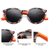 SOJOS anteojos de sol polarizadas redondas retro para mujeres y hombres, clásicas clásico Sunnies SJ2069, Beige Tortoise/Gris, Mediano