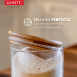 Juego de 8 Recipientes Herméticos de Cristal con Tapa de Madera de Bambú para Almacenamiento de Condimentos y Especies