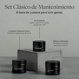 Lumin - Tratamiento Básico de Cuidado Facial para Hombres - The Classic Maintenance Collection | Incluye 3 productos fundamentales para un cutis saludable: humectante, exfoliante y limpiador de carbón que limpian, hidratan y renuevan la piel – Duración 2