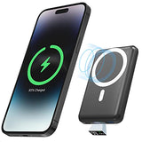 Cargador portátil inalámbrico, batería externa magnética de 10000 mAh con cable tipo C, visualización LED de 22.5 W PD de carga rápida, iluminación Mag-Safe para iPhone 14/13/12/Mini/Pro/Pro Max, negro