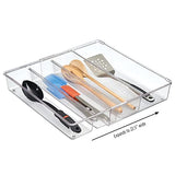 Cubertero para cajón extensible – Organizador de cubiertos para cajones – Separador de cajones para diversos utensilios de cocina – Color: transparente – 4 compartimentos