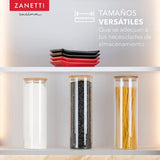 Zanetti - Juego de Recipientes Herméticos de Cristal con Tapa de Madera de Bambú para Almacenamiento de Alimentos (3 contenedores 29 cms)