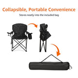 Amazon Basics - Silla plegable acolchada para acampar al aire libre con bolsa de transporte, 38 x 24 x 36 pulgadas, color negro