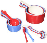 Juego de 19 utensilios, 9 cucharas y 10 tazas medidoras, rojo/blanco/azul