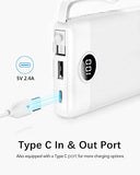 Cargador portátil de 10.000 mAh, 4 salidas, 2 entradas de pantalla LED compacta, batería externa ultra delgada, cargador de teléfono portátil con USB C integrado, micro cables para teléfonos celulares