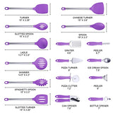 Juego de 42 utensilios de cocina de nailon y acero inoxidable, juego de herramientas de cocina, juego de hornear, juego de espátula, utensilios de cocina, accesorios de cocina, color morado