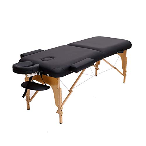 Cama De Masaje Plegable, Cama De SPA De Masaje De Belleza con Cama De PU Y Cama De Tratamiento De Pie De Madera Mesa de Masaje (Color : Black)