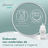 Advanced by Evenflo, Biberón Anticólicos Cuello Ancho, Transparente, Flujo Medio, 9oz/270ml, 2 piezas, MEX.