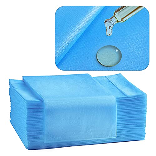 50 piezas de sábanas desechables para mesa de masaje, sábanas impermeables de tela no tejida, funda de cama transpirable para spa, tatuajes, hoteles, salón de belleza (azul, sin agujeros)