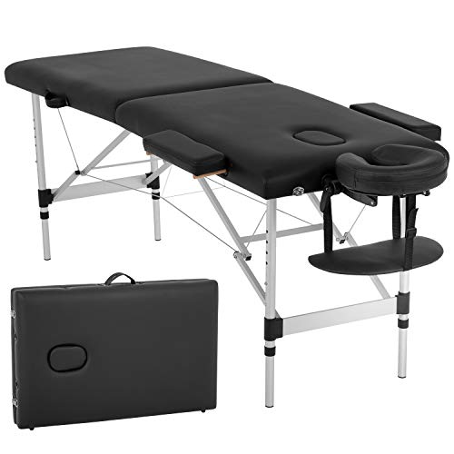 Mesa de masaje para masaje con cama de spa de 73 pulgadas, mesa de masaje de aluminio con soporte de cara, altura ajustable, 2 pliegues, portátil, para salón de belleza facial