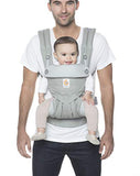 Portabebés de todas las posiciones con soporte lumbar (12-45 libras), gris perlado, algodón premium