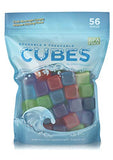 Cubos de hielo reutilizables – Cubos de hielo cuadrados de plástico coloridos de congelación rápida con bolsa resellable, colores surtidos, paquete de 56