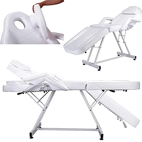 Camilla de Masaje Ajustable Cama de Masaje, Cama Facial de Masaje Silla de Mesa Ajustable Beauty SPA Salon Belleza de Tatuaje, Facial Convertible de 3 Secciones para SPA y Salón