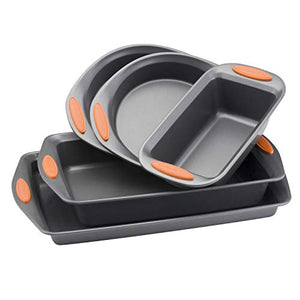 Juego de utensilios para horno antiadherentes, tamaño mediano, Bakeware Set, Anaranjado, 5 piezas, 1