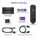 ROKU Express 4K+ | Reproductor Multimedia de transmisión HD/4K/HDR con transmisión inalámbrica Suave y Control Remoto de Voz con Controles de TV, Incluye Cable HDMI Premium