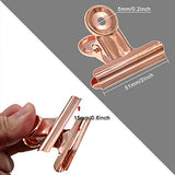 Paquete de 20 pinzas de metal grandes, 51 mm, color plateado para bulldog/bisagra de papel, para suministros de oficina en casa, Rose gold., 2 Inch - Rose Gold