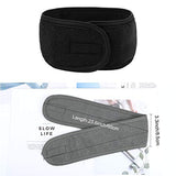 Facial Spa Headband - 2 piezas de maquillaje, ducha, baño, envoltura deportiva, diadema de felpa, toalla elástica ajustable con cinta mágica (negro + gris)