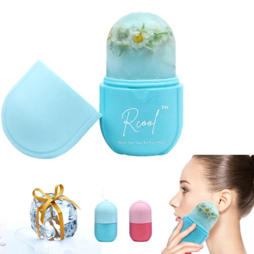 Rcool Rodillo facial de hielo 2021 y Gua Sha, masajeador facial, rodillo de hielo de belleza facial, herramientas para el cuidado de la piel, productos para el cuidado de la piel, para cara y ojos, eliminar líneas finas, reducir los poros, reducir el acné