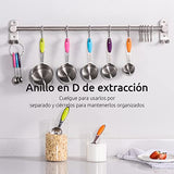 Juego de tazas y cucharas medidoras de 12 piezas en acero inoxidable 18/8: 7 tazas medidoras y 5 cucharas medidoras