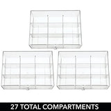 Organizador de Cocina para Bolsas de té, cápsulas de café, azúcar, etc. – Compacto Organizador con cajones de plástico con 27 apartados – Mini cajonera con 3 cajones – Gris y Transparente