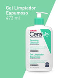 CeraVe Gel Limpiador Espumoso |473ml| Limpiador diario para piel mixta, grasa o con acné | Libre de fragancia