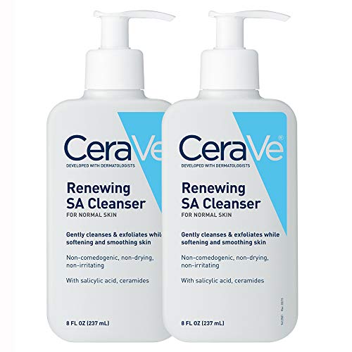 CeraVe Salicylic Acid Cleanser | 2 Pack (8 Ounce each) | Renewing Exfoliating Face Wash with Vitamin D for Rough and Bumpy Skin | Fragrance Free