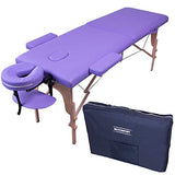 Nanofort Cama Masaje Camilla 180X60cm Plegable Reclinable Portatil Fisioterapia Faciales Cabecera Portabrazos Tatuaje Tattoo Ligera SPA (Morado)