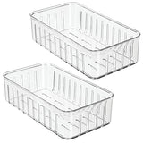 Juego de 2 Cajas plásticas organizadoras pequeñas – Práctico Organizador de despensa sin Tapa – Organizador de Nevera con Ranuras Laterales de ventilación – Transparente