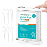 Dispensador de púas de hilo dental, soporte de hilo dental emergente, dispensador automático de hilo dental, dispensador de púas dentales reutilizable, 1 caja de 100 unidades (blanco), dientes limpios sin roturas, más conveniente (blanco)