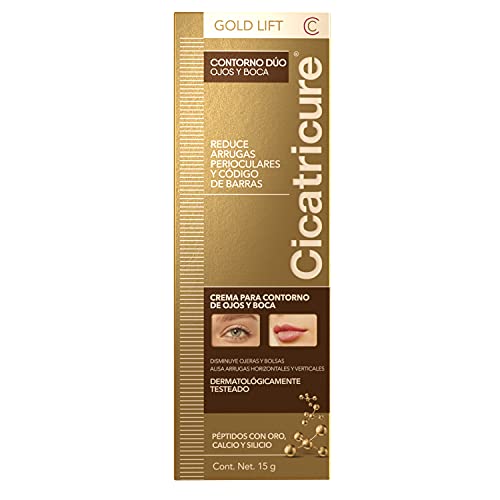 Cicatricure GOLD LIFT Contorno Dúo, Ojos y Boca, en 6 semanas reduce arrugas perioculares y código de barras, con péptidos con Oro, Calcio y Silicio, tubo 15 g