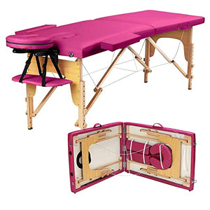 Cama De Masajes Portatil SPA Tattoo Reiki Uñas Madera Camboya (Rosa)